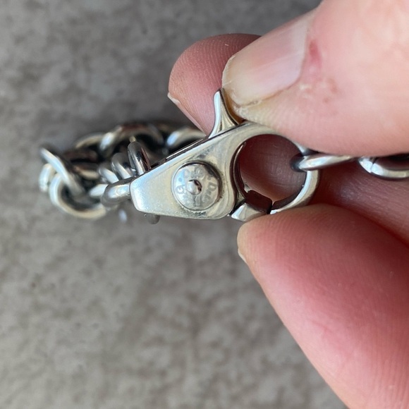 Dolce & Gabbana authentic silver tone chain charm bracelet crystal Heart Logo - Picture 3 of 9